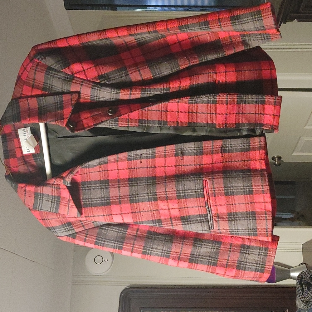 VINTAGE SZ 16 PET WOMENS CHRISTMAS TARTAN BLAZER